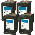 HP 901XL 4-Pack Black High Yield Remanufactured Ink