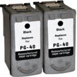 Canon PG-40 Black 2-Pack Re-Manufactured Ink Cartridges (0615B002)