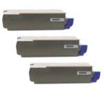 Okidata C610 Black Compatible 3-Pack Toners 44315304, 8,000 Pages