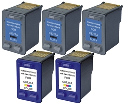 HP 27/ 28 Remanufactured 5-Pack Combo 3-Black C8727A,/2-Color C8728A $10.45ea ($52.25)