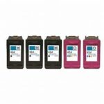 HP 62XL Remanufactured 5-Pack Combo Ink (3 Black/2 Color)