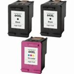 HP 64XL 3-Pack Combo High Yield Remanufactured Black/Color Inks