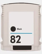 HP 82 black remanufactured ink cartridge, part CH565A
