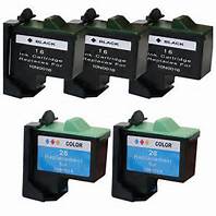 Lexmark 16, 26 5-Pack Re-Manufactured Ink Combo 3 Black, 2 Color $58.35 Free Shipping