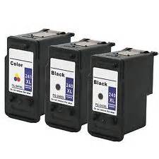 Canon PG240XL, CL241XL ReManufactured High Yield 3-Pack Combo (2 Black, 1 Color)