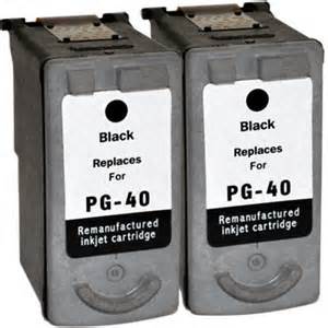 Canon PG-40 Black 2-Pack Re-Manufactured Ink Cartridges (0615B002) $14.25 each ($28.50)