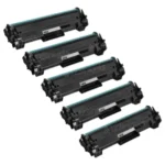 Five HP 141A W1410A compatible black toner cartridges with chips
