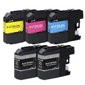 Brother LC105/LC107 Compatible 5-Pack Super High Yield Ink Combo $6.00 each ($30.00) Free Shipping
